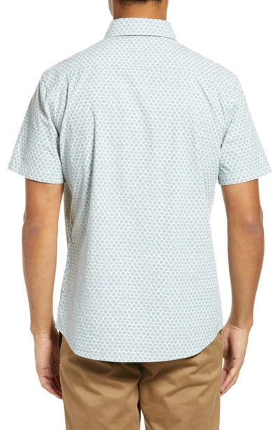 Faherty Playa Regular Fit Print Short Sleeve Button-down Shirt In Jade Fish Scale