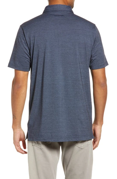 Travismathew The Heater Solid Short Sleeve Performance Polo In Vintage Indigo/ Black