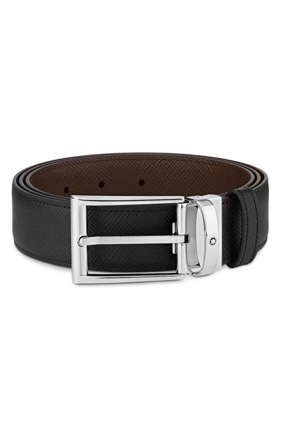 Montblanc Trapeze Reversible Leather Belt In Black/ Brown