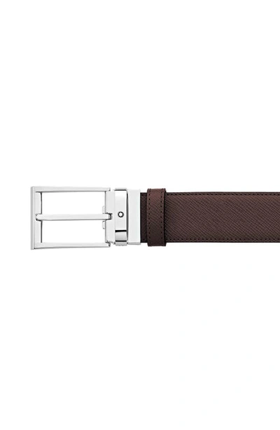 Montblanc Trapeze Reversible Leather Belt In Black/ Brown