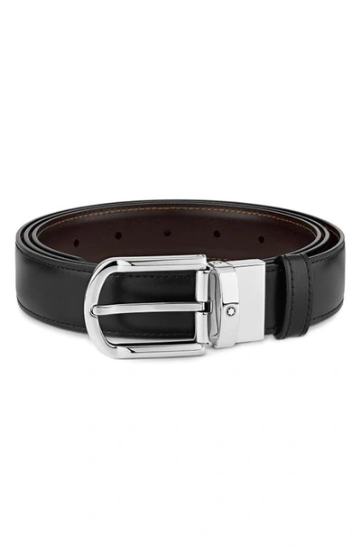Shop Montblanc Reversible Leather Belt In Black/ Brown