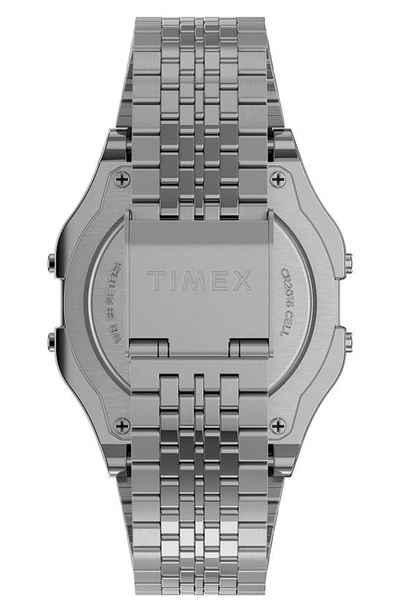 Shop Timex T80 Digital Bracelet Watch, 34mm In Silver