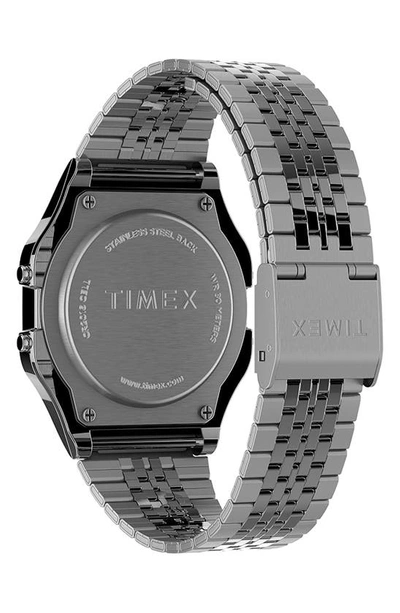 Shop Timex T80 Digital Bracelet Watch, 34mm In Silver