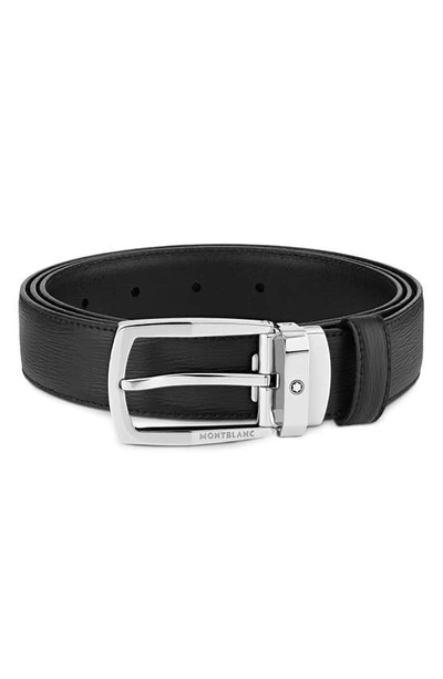 Shop Montblanc Westside Reversible Sartorial Leather Belt In Black