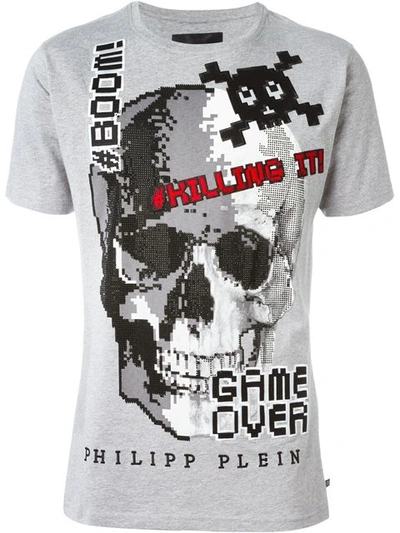 Philipp Plein 'game Over' T-shirt In Grey