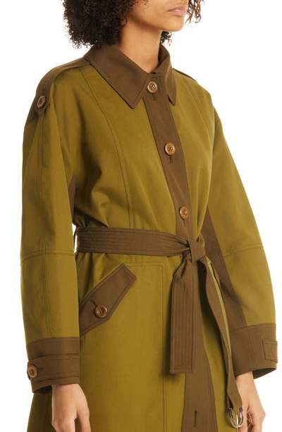 Shop Ulla Johnson Emmanuelle Cotton Trench Coat In Deep Forest