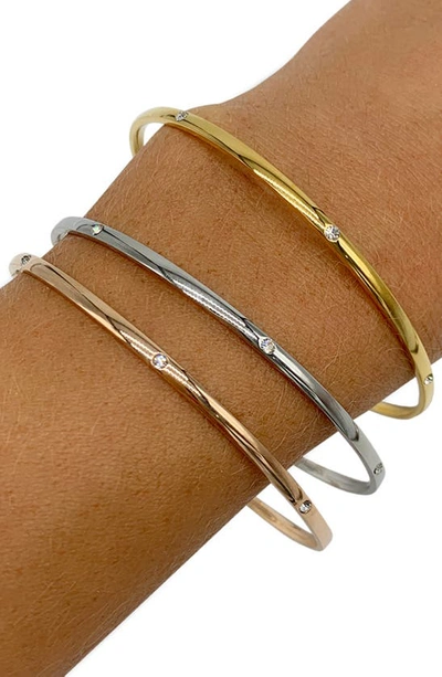 Shop Adornia Set Of 3 Water Resistant Mixed Metal Cz Bangle Bracelets In Yellow