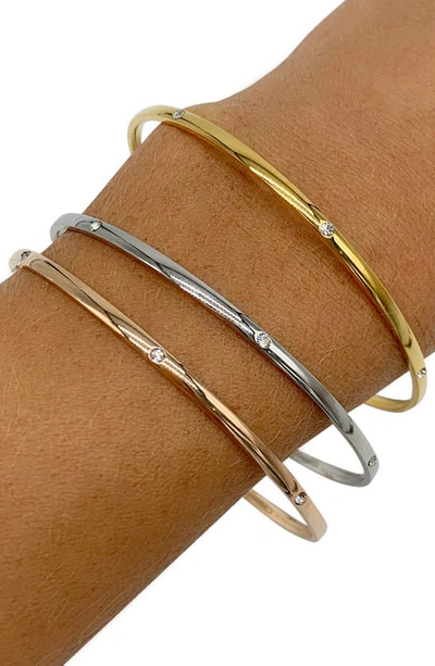 Adornia Set Of 3 Mixed Metal Cz Bangle Bracelets In Yellow