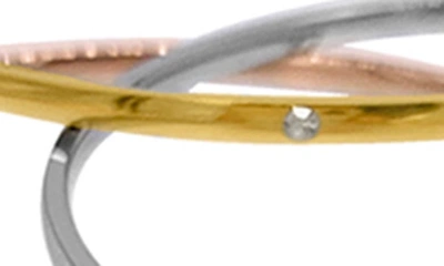 Adornia Set Of 3 Mixed Metal Cz Bangle Bracelets In Yellow