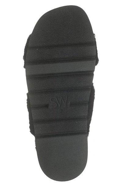 Shop Stuart Weitzman Roza Faux Fur Platform Slide Sandal In Black