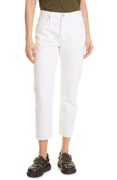 Shop Frame Le Original High Waist Slim Straight Leg Jeans In Rumpled Blanc Grind
