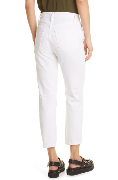 Shop Frame Le Original High Waist Slim Straight Leg Jeans In Rumpled Blanc Grind