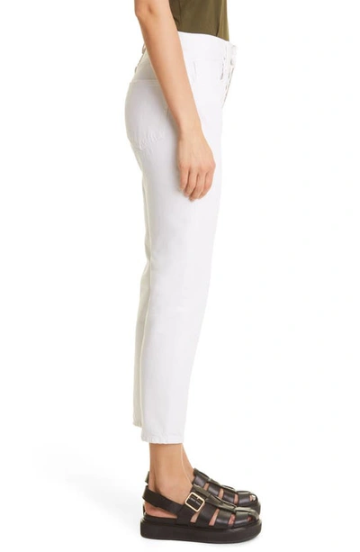 Shop Frame Le Original High Waist Slim Straight Leg Jeans In Rumpled Blanc Grind