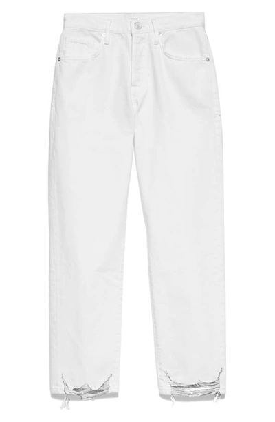 Shop Frame Le Original High Waist Slim Straight Leg Jeans In Rumpled Blanc Grind