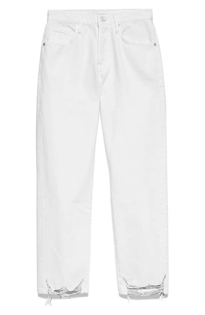 Frame Le Original High Waist Slim Straight Leg Jeans In Rumpled Blanc Grind