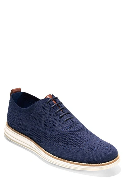 Shop Cole Haan Original Grand Shortwing Oxford In Navy/ivory