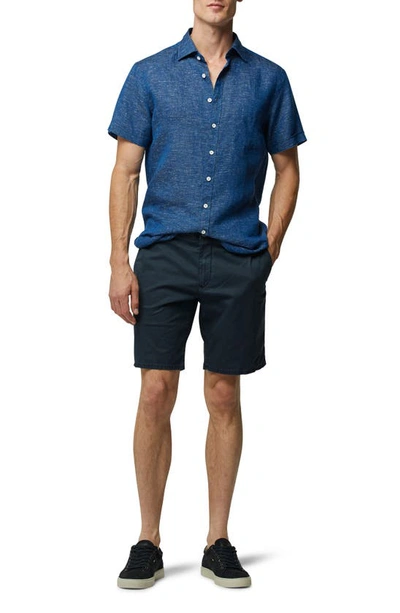 Shop Rodd & Gunn Ellerslie Short Sleeve Linen Button-up Shirt In Deep Pacific