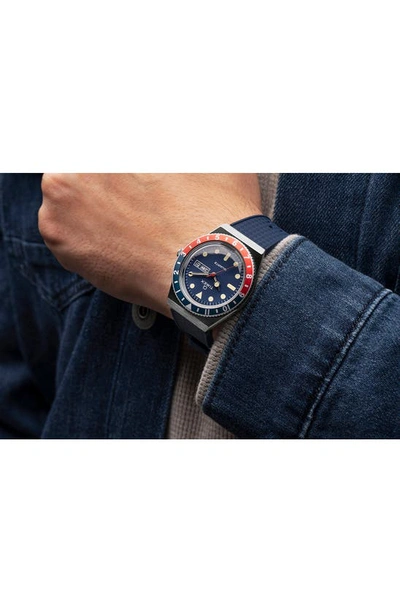 Shop Timex Q  Silicone Strap Watch, 38mm In Silver/ Blue/ Blue