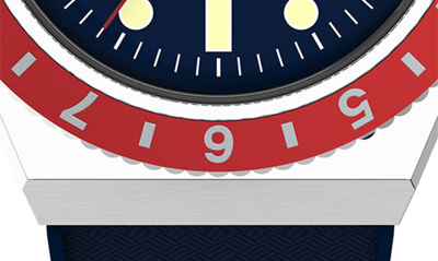 Shop Timex Q  Silicone Strap Watch, 38mm In Silver/ Blue/ Blue