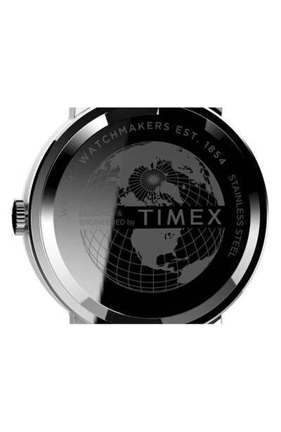 Shop Timex Midtown Leather Strap Watch, 38mm In Silver/ White/ Black