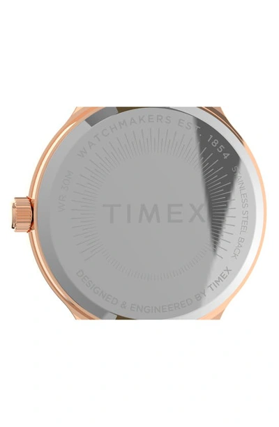 Shop Timex Peyton Leather Strap Watch, 36mm In Rose Gold/ White/ Pink
