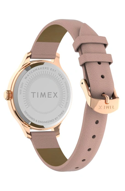 Shop Timex Peyton Leather Strap Watch, 36mm In Rose Gold/ White/ Pink