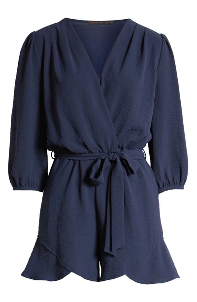 Fraiche By J Tulip Hem Romper In Navy