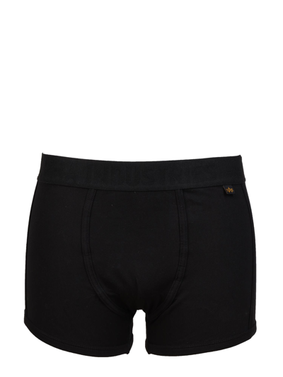 Shop Alpha Industries Pack Of Two Logo Band Boxers In Nero