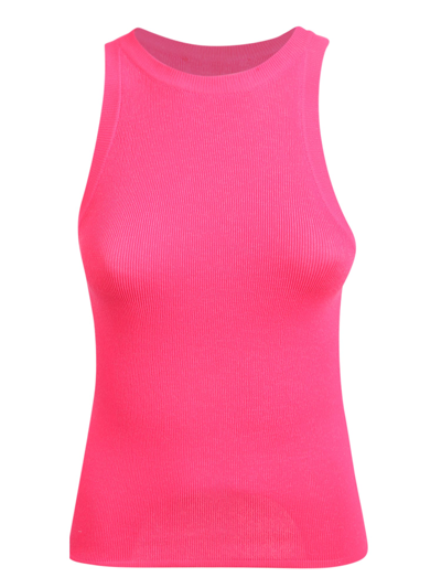 Shop Msgm Ribbed-knit Sleeveless Top In Pink