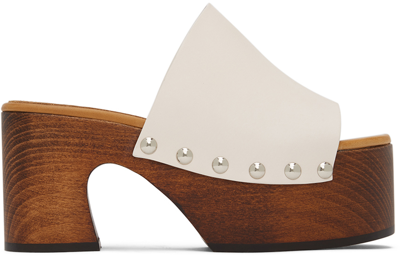Shop Marni Off-white Wood Clog Sandals In 00w11 Silk White