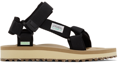 Shop Suicoke Black & Beige Depa-2cab-eco Sandals In Black/beige