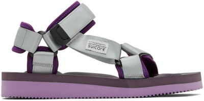 Shop Suicoke Purple Depa-v2 Sandals In Grey / Purple