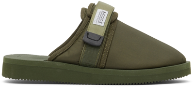Shop Suicoke Green Zavo-cab Slippers In Olive
