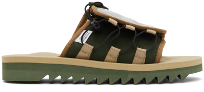 Shop Suicoke Khaki & Beige Dao-2ab Sandals In Olive X Beige