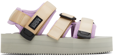 Shop Suicoke Purple & Beige Kisee-vpo Sandals In Lt.beige X Purple