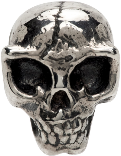 Shop Yohji Yamamoto Silver Alien Skull Single Earring