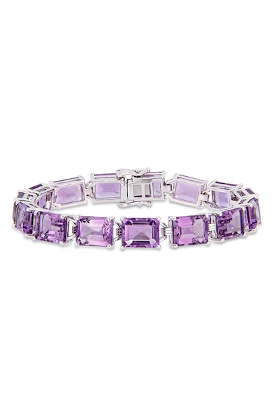 Shop Delmar Sterling Silver Amethyst Bracelet In Purple