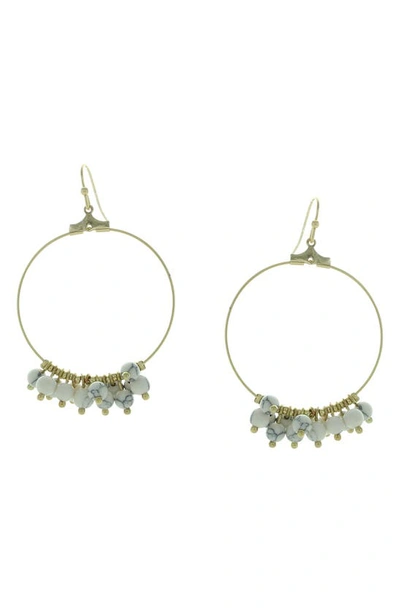 Shop Olivia Welles Bead Dangle Hoop Earrings In Gold / Gray / White