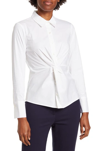 Shop Donna Karan Woman Center Twist Long Sleeve Shirt In White