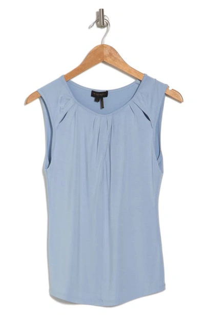 Shop Donna Karan Woman Slashed Ruched Tank Top In Bluestone