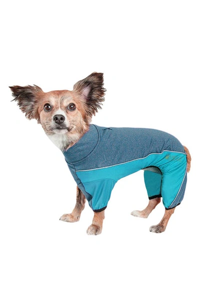 Shop Petkit The Pet Life Active 'chase-pacer' Full Bodied Heathered Tracksuit In Light Blue And Blue
