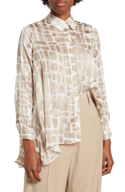 By Design Eve Chiffon Collared Button Front Blouse In Ronda