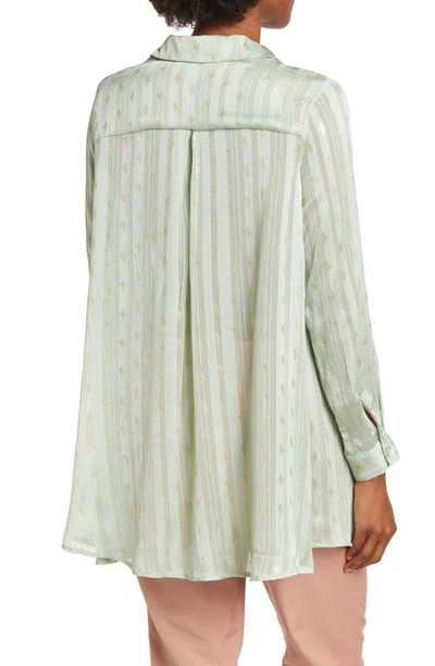 By Design Eve Chiffon Collared Button Front Blouse In Sage