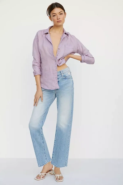 Shop Mother The Ditcher Mid-rise Relaxed Straight Jeans In Blue