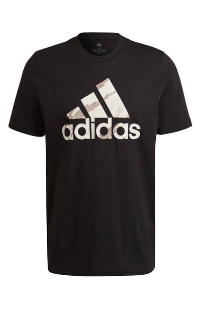 Shop Adidas Originals Camo Logo T-shirt In Black