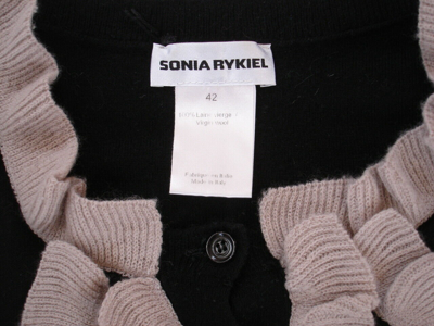 Pre-owned Sonia Rykiel Precious Vintage  Virgin Wool Sweater Italy  Women's 42 In Black With Beige