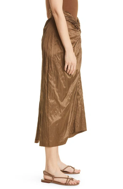 Shop Vince Metallic Twist Front Cotton Blend Skirt In Cottonwood