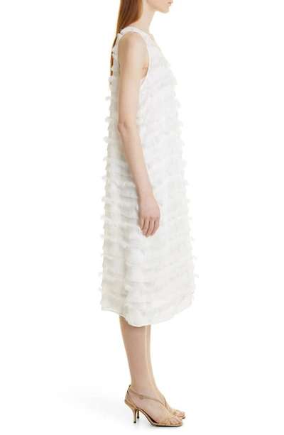 Shop Hugo Boss Difresa Fringe Trapeze Dress In Soft Cream Fantasy