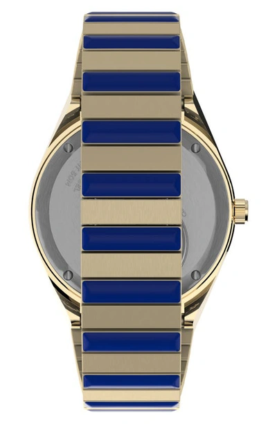 Shop Timex Q Malibu Expansion Band Watch, 36mm In Gold/ Blue/ Blue