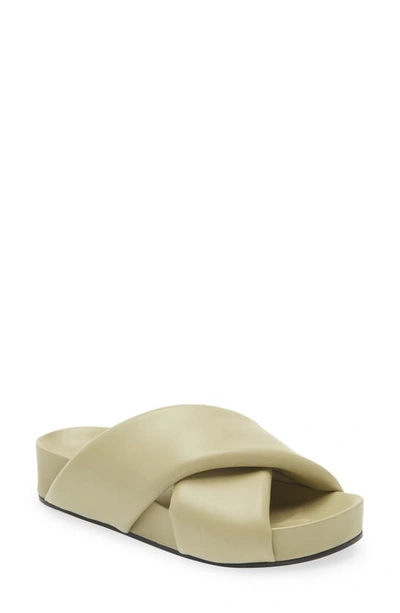 Shop Jil Sander Puffy Platform Slide Sandal In Celadon